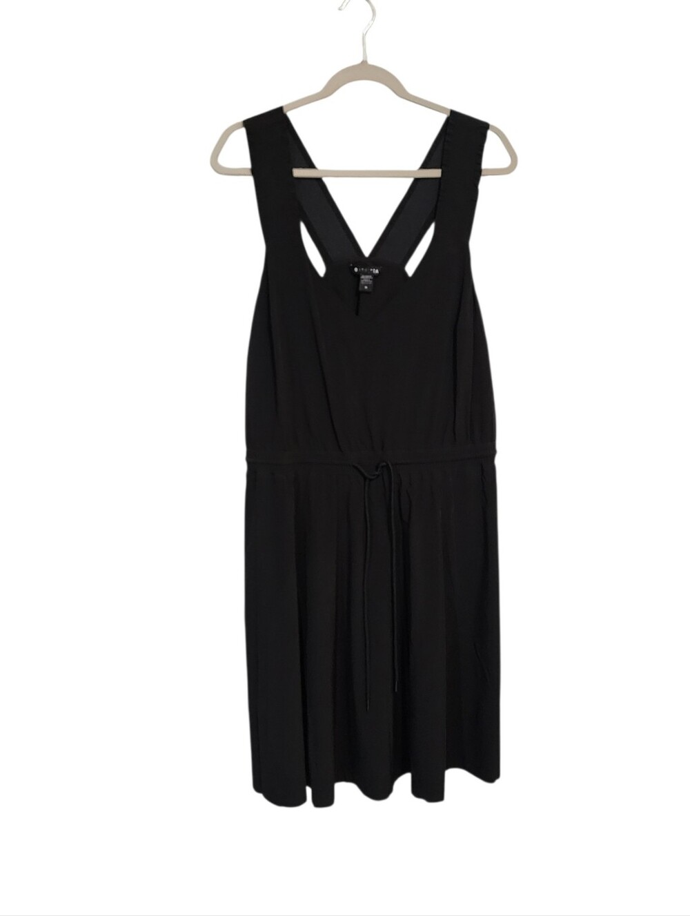Athleta Black Sleeveless V-Neck Drawstring Mini Dress Size 1X $25 Like New